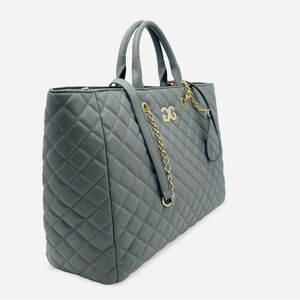 Gilda Paris Large Quilted Tote Grey with old Accents